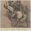 Three horsemen, Marie Catherine Prestel German, Aquatint