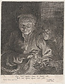 Old woman and a boy with candles, Paulus Pontius  Flemish, Etching; second state of two