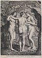 The Three Graces, Pieter de Jode II  Flemish, Engraving; first state of two