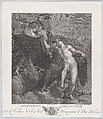 Ganymede, leaning on an eagle, receiving the cup from Hebe, Benoît Louis Henriquez French, Engraving