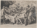 The Wedding Feast of Peleus and Thetis, Frans van den Wyngaerde  Flemish, Etching; third state of three (Hollstein)
