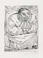 Luz Jiménez seated with her head in her hands, Jean Charlot French, Lithograph on zinc