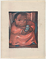 Pancracio (a male child holding a toy), Jean Charlot French, Colour lithograph on aluminium