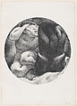 Women arranging their hair, a circular composition, Jean Charlot French, Lithograph on stone