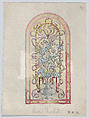 Stained Glass Design with Flowering Vase, E. E. Q. (American, late 19th century), Watercolor and pen and ink