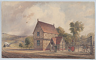 Tudor Style Rural Train Station and Railroad Crossing, John Connell Ogle British, Watercolor