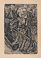 Miguel Hidalgo as a skeleton rising from a coffin holding a sword, illustration for 'Hidalgo', Alfredo Zalce  Mexican, Wood engraving