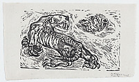 A beast of prey about to attack people, from "El Sombrerón", Alfredo Zalce  Mexican, Linocut