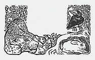A  leopard, rabbit, and a crow, from "El Sombrerón", Alfredo Zalce  Mexican, Linocut