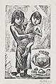 Peasant Children, Alfredo Zalce Mexican, Linocut