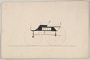 Design for Trap/Shifting Seat Game Wagon, Brewster & Co.  American, Pen and black ink, watercolor and gouache with gum arabic