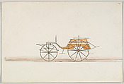 Design for Slat Side Phaeton, Brewster & Co.  American, Pen and black ink, watercolor and gouache with gum arabic