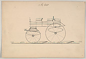 Carriage Design Drawing for Express Wagon No. 420, Brewster & Co. (American, New York), Pen and black ink and watercolor