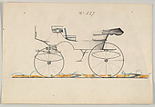 Design for Morrell Wagon, no. 527, Brewster & Co.  American, Pen and black ink, watercolor and gouache