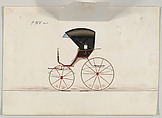Four-spring Drop Front Road Wagon #908a, Brewster &amp; Co. (American, New York), Pen and black ink, watercolor and gouache with gum arabic and metallic ink