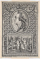 Portrait Medallion of King Louis XV set in a Decorative Frame with a Relief, Fontaine  French, Pen and black ink, partially over black chalk underdrawing, on vellum