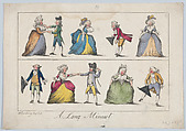 A Long Minuet, Henry William Bunbury British, Hand-colored etching