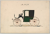 Brougham #3478, Brewster & Co. American, pen and black ink, watercolor and gouache with gum arabic