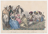 Une Nautch, from "Twenty four Plates Illustrative of Hindoo and European Manners in Bengal", Alexandre-Marie Colin  French, Hand-colored lithograph
