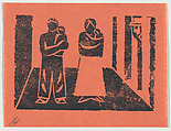 'The wedding', from the folio '13 Grabados', David Alfaro Siqueiros (Mexican, Camargo 1896–1974 Cuernevaca), Woodcut on orange paper