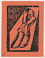 'The slave', a man with his hands tied behind his back, from the folio '13 Grabados', David Alfaro Siqueiros Mexican, Woodcut on orange paper