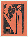 'Aristocrat', three figures, from the folio '13 Grabados', David Alfaro Siqueiros Mexican, Woodcut on orange paper