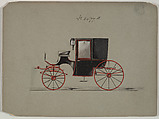Brougham #3477b, Brewster & Co. American, Pen and black ink, watercolor and gouache, with gum arabic