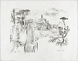 Village with Column in the Foreground (plate 3 from Apulia portfolio), Oskar Kokoschka  Austrian, Lithograph