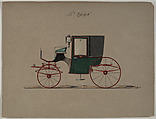 Brougham #3665, Brewster & Co. American, Pen and black ink, watercolor and gouache with gum arabic