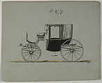 Brougham #3774, Brewster & Co. American, Pen and black ink, gouache, and yellow and black watercolor at scale line