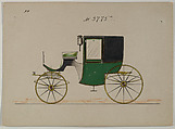 Design for Brougham, no. 3775a, Brewster & Co.  American, Pen and black ink, watercolor and gouache with gum arabic and metallic ink