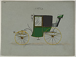 Four Wheel Cab with Brougham body #3925, Brewster & Co. American, Pen and black ink, watercolor and gouache with gum arabic and metallic ink