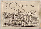 Twenty-three drawings for "Le Voyage en bateau", Charles-François Daubigny (French, Paris 1817–1878 Paris), Pen and ink and graphite on tracing paper