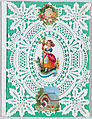Valentine, Esther Howland (American, Worcester, Massachusetts 1828–1904 Quincy, Massachusetts), Cameo-embossed lace paper, chromolithographed die cut scraps, green glossy paper, blue ink, red ink