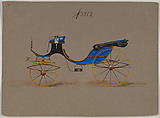 Design for Cabriolet or Victoria, no. 3912, Brewster & Co.  American, Pen and black ink, watercolor and gouache with gum arabic