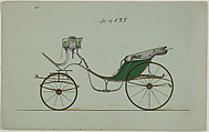 Design for Cabriolet or Victoria, no. 4029, Brewster & Co.  American, Pen and black ink, watercolor and gouache with gum arabic