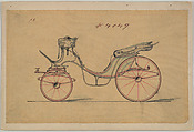 Design for Cabriolet or Victoria, no. 4049, Brewster & Co.  American, Pen and black ink, watercolor and gouache with gum arabic and metallic ink