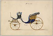 Design for Cabriolet or Victoria, no. 4101, Brewster & Co.  American, Pen and black ink watercolor and gouache with gum arabic