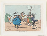 A Hail Storm, Henry William Bunbury British, Hand-colored etching