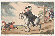 An Academy for Grown Horsemen and The Annals of Horsemanship, Thomas Rowlandson (British, London 1757–1827 London), Hand-colored etching