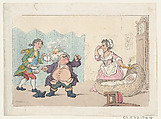 The Battle of the Cataplasm (Tristram Shandy), Henry William Bunbury British, Hand-colored etching