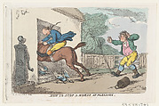 How to Stop a Horse at Pleasure, Thomas Rowlandson British, Hand-colored etching