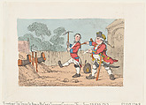 The Siege of Namur by Captain Shandy and Corporal Trim (Tristram Shandy), Thomas Rowlandson  British, Hand-colored etching