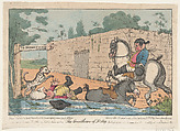 The Overthrow of Dr. Slop (Tristram Shandy), Henry William Bunbury British, Hand-colored etching