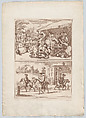 Pot Fair Cambridge, and, The College Gate, Thomas Rowlandson  British, Etching, printed in brown ink