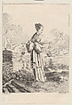 Chinoiserie with a female figure holding burning perfumes, from Suite de Figures Chinoises. . .Tiré du Cabinet de Mr. d'Azaincourt (Series of Chinoiserie Figures. . .From the Chambers of Mr. d'Azaincourt), Jean Pierre Louis Laurent Hoüel  French, Etching and engraving