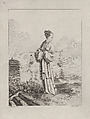 Chinoiserie with a female figure holding burning perfumes, from Suite de Figures Chinoises. . .Tiré du Cabinet de Mr. d'Azaincourt (Series of Chinoiserie Figures. . .From the Chambers of Mr. d'Azaincourt), plate 2, Jean Pierre Louis Laurent Hoüel  French, Etching and engraving