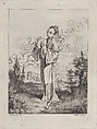 Chinoiserie with a woman holding cymbals, from Suite de Figures Chinoises. . .Tiré du Cabinet de Mr. d'Azaincourt (Series of Chinoiserie Figures. . .From the Chambers of Mr. d'Azaincourt), plate 4, Jean Pierre Louis Laurent Hoüel  French, Etching and engraving