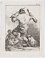 Dancing Man, Holding a Violin, Seen from Behind, Philippe Jacques de Loutherbourg  French, Etching