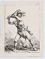 Savage Soldier Swinging a Club, Philippe Jacques de Loutherbourg  French, Etching